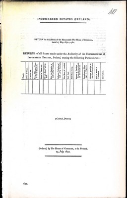 Seller image for Return of all Sales made under the Authority of the Commissioners of Incumbered Estates for sale by Kennys Bookshop and Art Galleries Ltd.