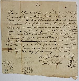 PROMISSORY NOTE IN WHICH JOHN L. HAMILTON, S.W. WOOD, AND WM. A. ROBERTSON PROMISE TO PAY WILLIAM...