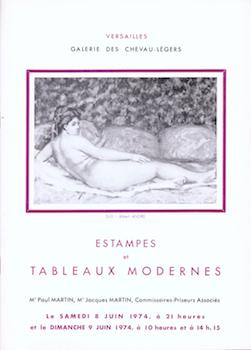 Image du vendeur pour Estampes et Tableaux Modernes. June 8, 1974. Lots 1-482. mis en vente par Wittenborn Art Books