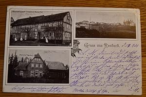 Gruss aus Raubach. Gastwirtschaft v. Heinrich Scheffel. Bahnhof Raubach.