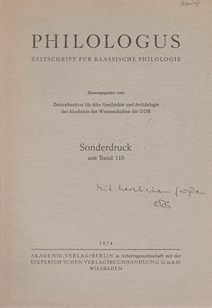 Immagine del venditore per Theokrits "Dichterweihe" (ID. 7). [Aus: Philologus, Bd. 118]. venduto da Fundus-Online GbR Borkert Schwarz Zerfa