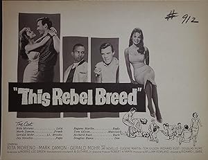 This Rebel Breed Synopsis Sheet 1960 Rita Moreno, Mark Damon