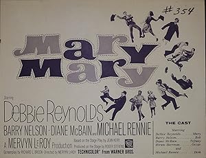 Mary Mary Synopsis Sheet 1963 Debbie Reynolds, Barry Nelson
