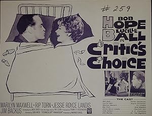 Critic's Choice Synopsis Sheet 1963 Bob Hope, Lucille Ball