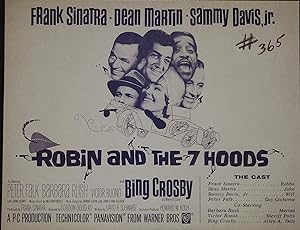 Bild des Verkufers fr Robin and the 7 Hoods Synopsis Sheet 1964 Frank Sinatra, Dean Martin zum Verkauf von AcornBooksNH