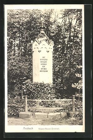 Bild des Verkufers fr Ansichtskarte Ansbach, Kaspar-Hauser-Denkmal zum Verkauf von Bartko-Reher