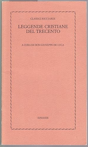 Seller image for Leggende Christiane del Trecento (= Classici Ricciardi, 52) for sale by Graphem. Kunst- und Buchantiquariat