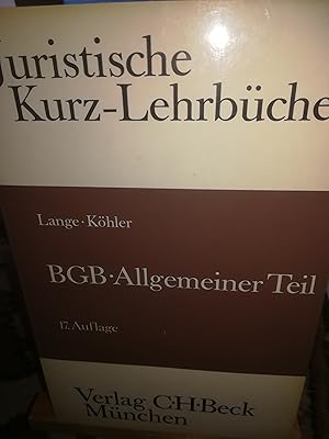 Bild des Verkufers fr Juristische Kurz-Lehrbcher, BGB Allgemeiner Teil, 17. Auflage zum Verkauf von Verlag Robert Richter