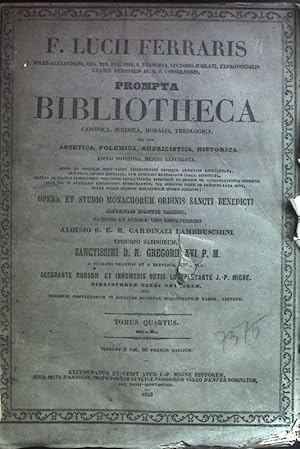 Bild des Verkufers fr F. Lucii Ferraris: Prompta Bibliotheca Canonica, Juridica, Moralis, Theologica, nec non Ascetica, Polemica, Rubricistica, Historica. Tomus Quartus. zum Verkauf von books4less (Versandantiquariat Petra Gros GmbH & Co. KG)