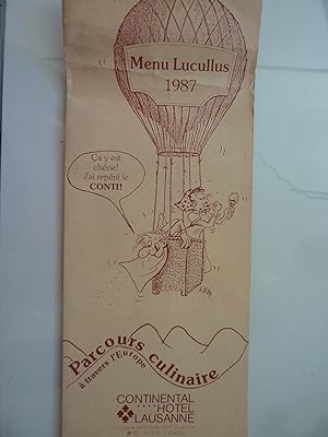 Menu Lucullus 1987 Parcours culinaire a travers l' Europe CONTINENTAL HOTEL LAUSANNE