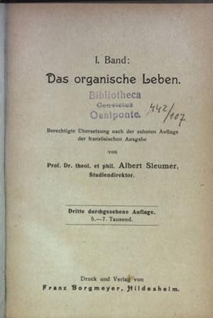 Seller image for Die Moral in ihren Beziehungen zur Medizin und Hygiene: I.BAND: Das organische Leben. for sale by books4less (Versandantiquariat Petra Gros GmbH & Co. KG)