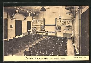 Carte postale Paris, Ècole Colbert - Salle de Cinèma