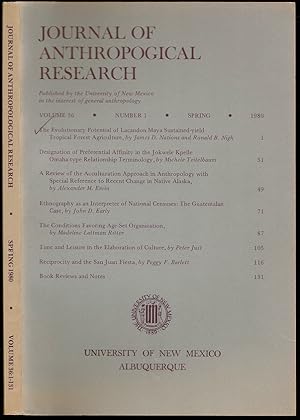 Image du vendeur pour The Evolutionary Potential of Lacandon Maya Sustained-yield Tropical Forest Agriculture in Journal of Anthropological Research Volume 36, Number 1 mis en vente par The Book Collector, Inc. ABAA, ILAB