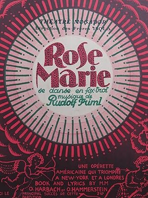 FRIML Rudolf Rose Marie Piano 1926