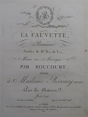 ROUCOURT Jean-Baptiste La Fauvette Romance Chant Piano ou Harpe ca1820