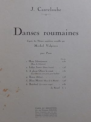Image du vendeur pour CANTELOUBE Joseph Danses Roumaines No 5 Hora Miresei Piano 1930 mis en vente par partitions-anciennes