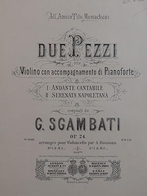 Seller image for SGAMBATI G. Due Pezzi op 24 Violon Piano ca1891 for sale by partitions-anciennes