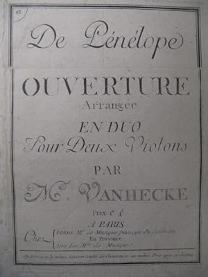 PICCINNI Niccolo Pénélope Ouverture 2 Violons 1785