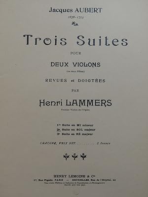 Image du vendeur pour AUBERT Jacques Suite No 2 Sol Majeur 2 Violons mis en vente par partitions-anciennes