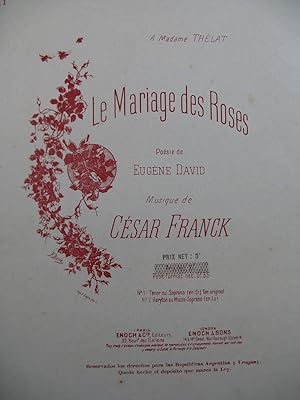 Bild des Verkufers fr FRANCK Csar Le Mariage des Roses Piano Chant 1892 zum Verkauf von partitions-anciennes