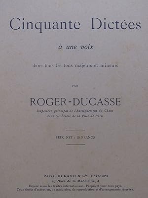 Seller image for ROGER-DUCASSE Cinquante Dictes  une voix Solfge 1934 for sale by partitions-anciennes