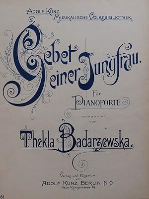 Imagen del vendedor de BADARZEWSKA Thekla Gebet einer Jungfrau Piano a la venta por partitions-anciennes