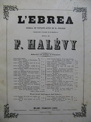 Bild des Verkufers fr HALVY F. L'Ebrea Opra Aria Chant Piano XIXe zum Verkauf von partitions-anciennes