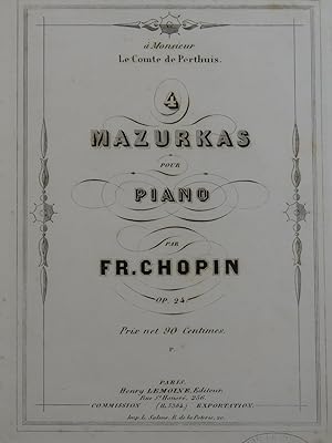 Imagen del vendedor de CHOPIN Frdric Quatre Mazurkas op 24 Piano ca1860 a la venta por partitions-anciennes