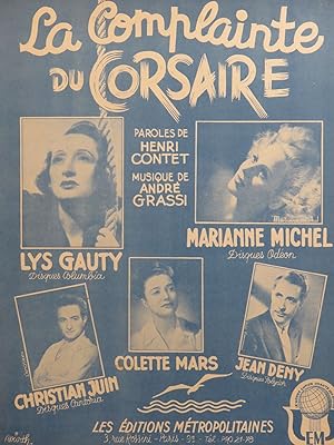 Seller image for GRASSI Andr La Complainte du Corsaire Chant Piano 1946 for sale by partitions-anciennes