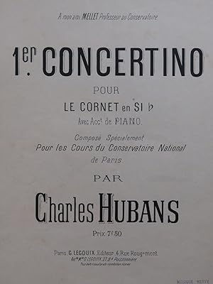 Image du vendeur pour HUBANS Charles Concertino No 1 Cornet Piano mis en vente par partitions-anciennes