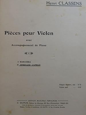 Seller image for CLASSENS Henri Srnade Caprice Violon Piano for sale by partitions-anciennes