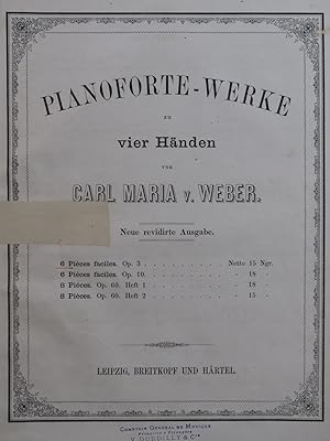 Bild des Verkufers fr WEBER 6 Pices Faciles op 3 Piano 4 Mains XIXe zum Verkauf von partitions-anciennes