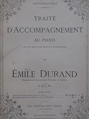 DURAND Émile Traité d'Accompagnement au Piano ca1890