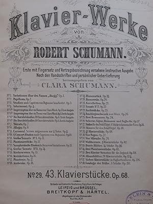 SCHUMANN Robert Klavier Werke Pièces pour Piano