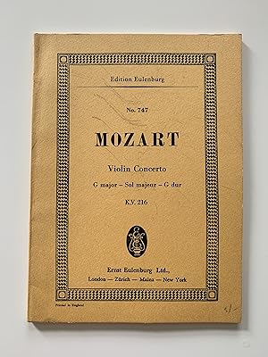 Seller image for Mozart K.V. 216 Violin Concerto G major Sol majeur G dur (Edition Eulenburg No. 747) for sale by Symonds Rare Books Ltd