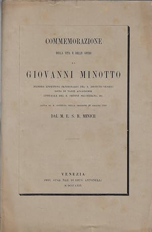 Seller image for Commemorazione della vita e delle opere di Giobanni Minotto for sale by Biblioteca di Babele