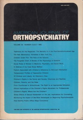Bild des Verkufers fr American Journal of Orthopsychiatry; Volume 52 Number 3/July 1982 zum Verkauf von Robinson Street Books, IOBA