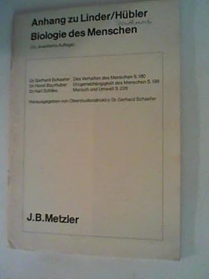 Bild des Verkufers fr Anhang zu Linder / Hbler, Biologie des Menschen zum Verkauf von ANTIQUARIAT FRDEBUCH Inh.Michael Simon
