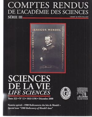 Bild des Verkufers fr 1900 Rediscovery of Mendel's laws". (Themenheft) / Sciences de la Vie. Life Sciences. Tome 323; No 12. Decembre 2000. Comtes Rendus de l'Academie des Sciences. Serie III. zum Verkauf von Fundus-Online GbR Borkert Schwarz Zerfa