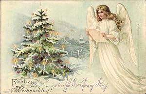 Ansichtskarte / Postkarte Glückwunsch Weihnachten, Tannenbaum, Engel