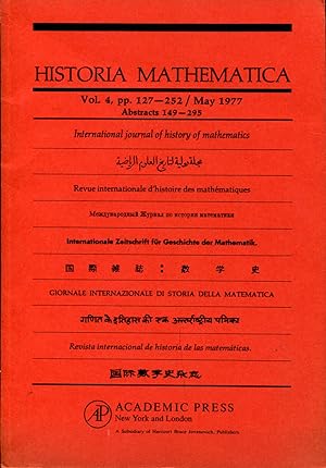 Bild des Verkufers fr Historia Mathematica Vol. 4, May 1977 zum Verkauf von Sylvain Par