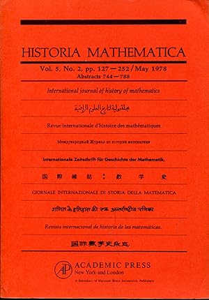 Image du vendeur pour Historia Mathematica Vol. 5, N 2, May 1978 mis en vente par Sylvain Par