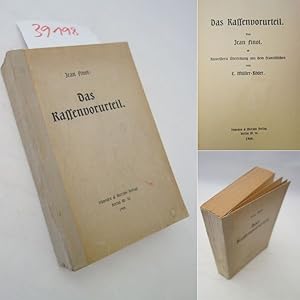 Image du vendeur pour Das Rassenvorurteil. Autorisierte bersetzung aus dem Franzsischen von E. Mller-Rder mis en vente par Galerie fr gegenstndliche Kunst