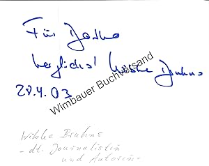 Bild des Verkufers fr Original Autogramm Wibke Bruhns (1938-2019) /// Autograph signiert signed signee zum Verkauf von Antiquariat im Kaiserviertel | Wimbauer Buchversand