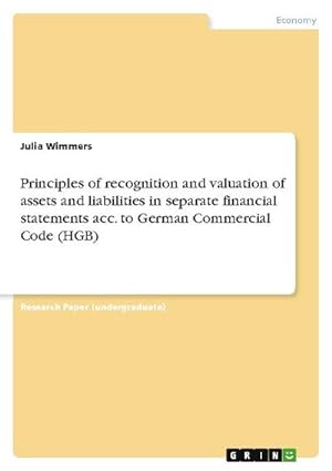 Image du vendeur pour Principles of recognition and valuation of assets and liabilities in separate financial statements acc. to German Commercial Code (HGB) mis en vente par AHA-BUCH GmbH