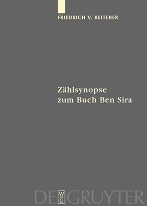 Bild des Verkufers fr Zhlsynopse zum Buch Ben Sira zum Verkauf von AHA-BUCH GmbH