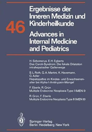 Bild des Verkufers fr Ergebnisse der Inneren Medizin und Kinderheilkunde / Advances in Internal Medicine and Pediatrics zum Verkauf von AHA-BUCH GmbH
