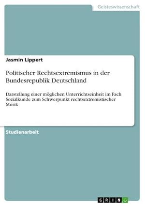 Bild des Verkufers fr Politischer Rechtsextremismus in der Bundesrepublik Deutschland : Darstellung einer mglichen Unterrichtseinheit im Fach Sozialkunde zum Schwerpunkt rechtsextremistischer Musik zum Verkauf von AHA-BUCH GmbH