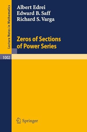 Bild des Verkufers fr Zeros of Sections of Power Series zum Verkauf von AHA-BUCH GmbH