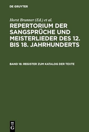 Bild des Verkufers fr Register zum Katalog der Texte : Namen, Quellen, Bibelstellen, Datumsangaben zum Verkauf von AHA-BUCH GmbH